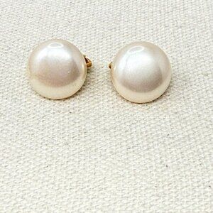 Vintage 14/20 Gold Fill‎ Earrings Faux Pearl Clip On Classic Retro Marked